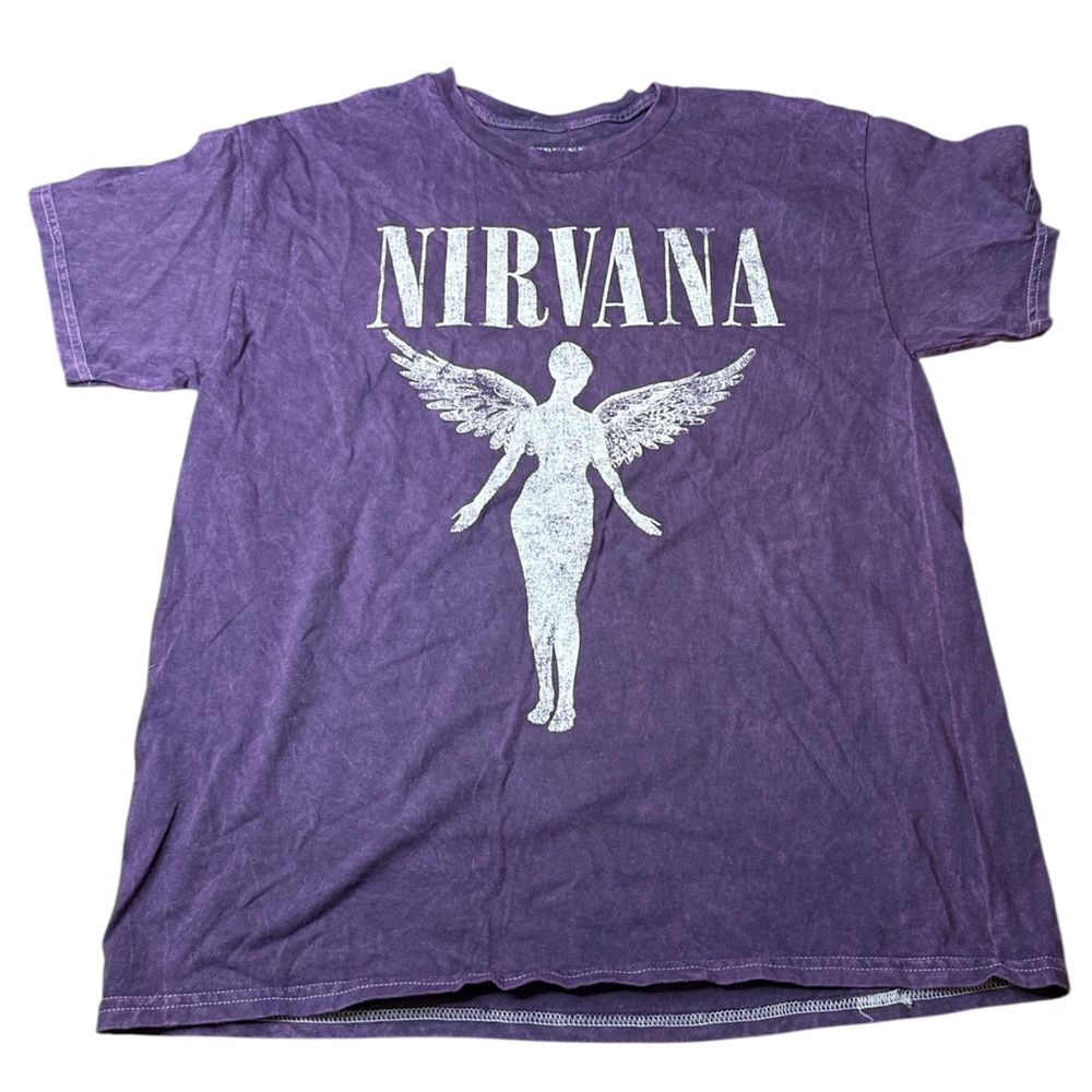Nirvana in Utero washed dye Distressed Band Tee purple large